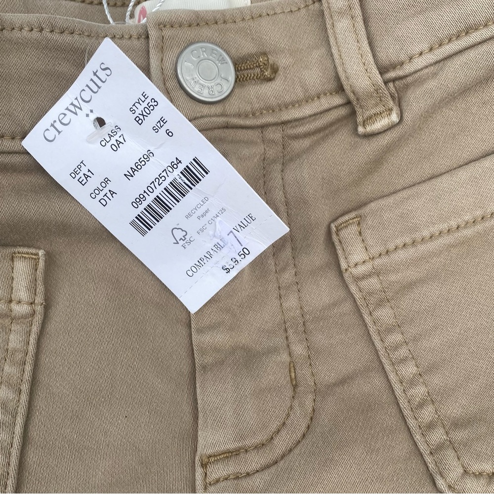 Size 6years Girls Crew Cuts Tan Pants NWT - Picture 3 of 3